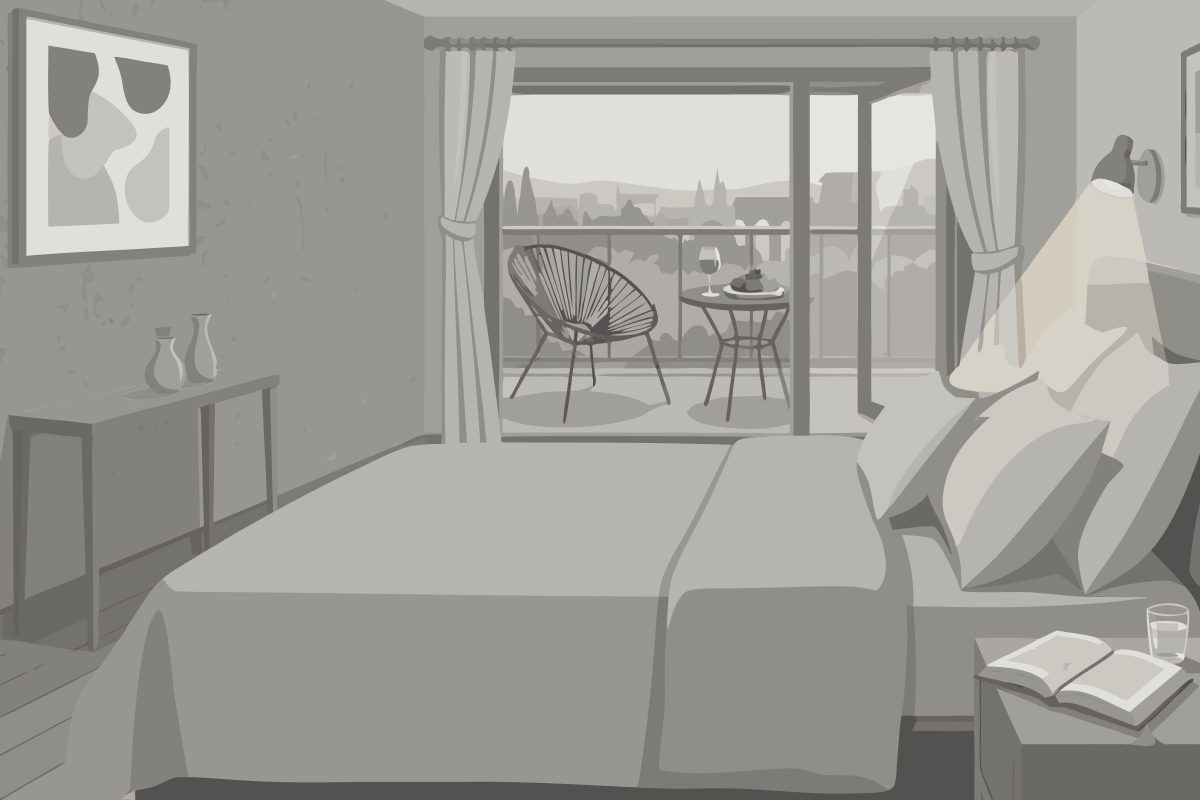 Larger Double Suite with Two Double Beds, Dual Aspect Windows and Sofa Bed